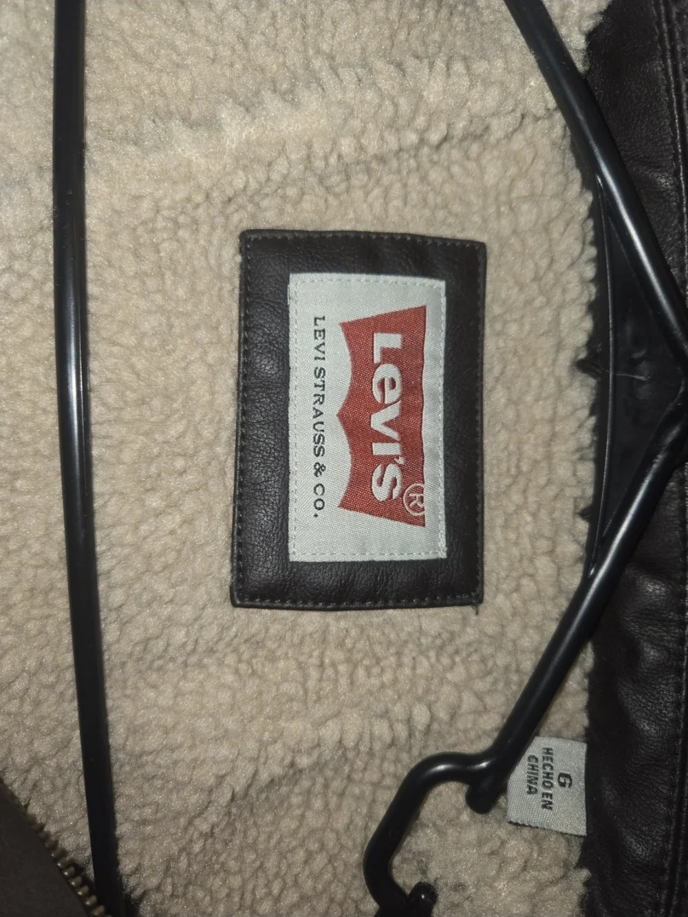 Levi's Black Leather Jacket with Sherpa Collar